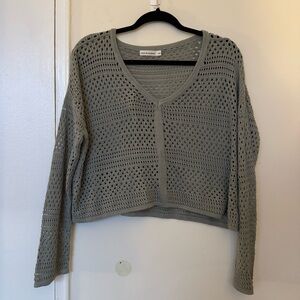 Moon & Madison Olive Green Crochet Sweater